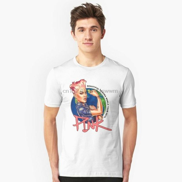 

beautiful trauma world tour 2019 pink rosie the riveter white t-shirt for fans sport hooded sweatshirt hoodie