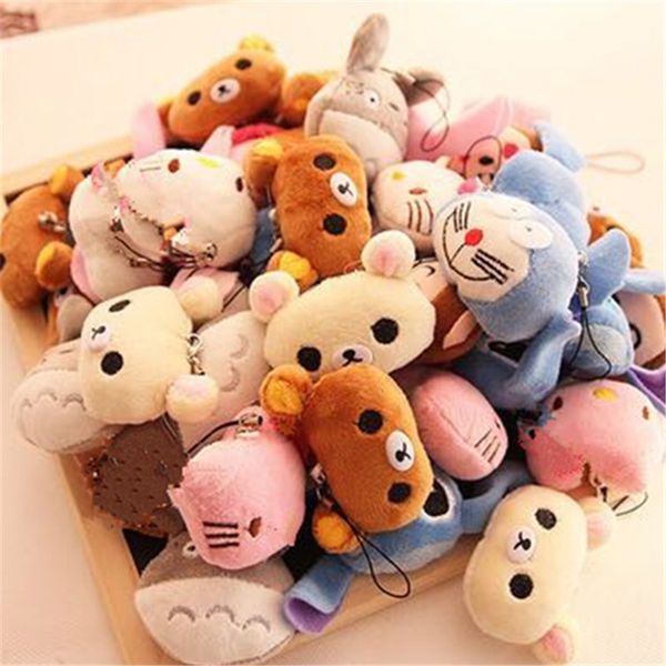 

sell - wholesale 40pcs.lot , cat little bear etc. 4*3cm plush stuffed toy string toy key chain plush lj201126