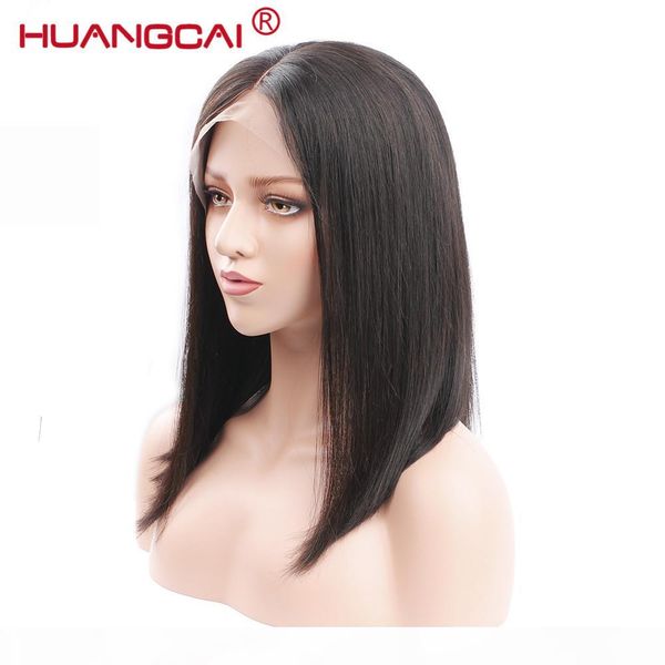 

short bob wigs for women brazilian straight hair lace front human hair wigs pre plucked with baby hair, Black