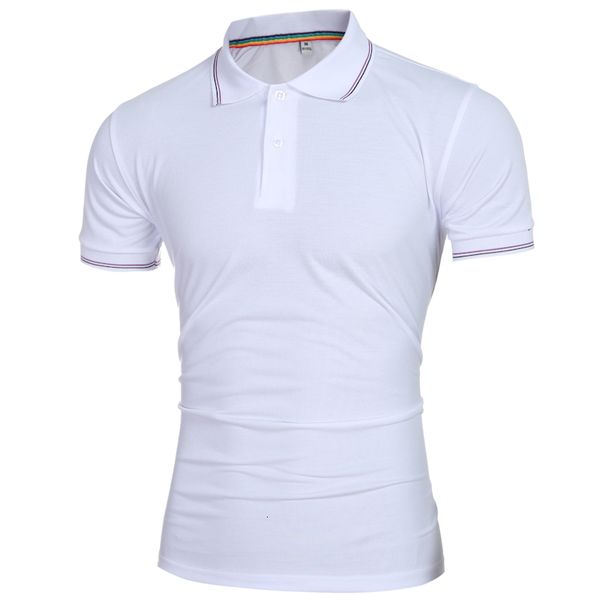 

2020 fitness casual camisa men new arrival solid slim short sleeve polo shirt cotton men's clothing, White;black