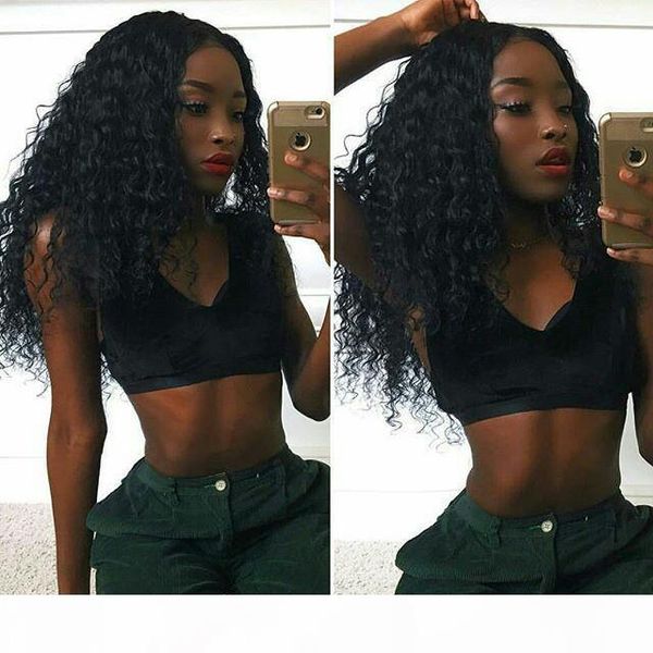 

360 full lace frontal wig kinky straight water body deep wave indian virgin hair lace front human hair wigs for women 130 density, Black;brown