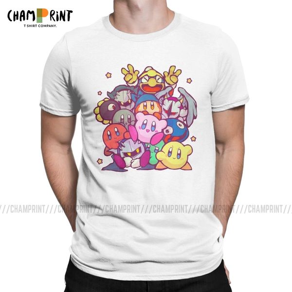 

sport funny kirby group t-shirt men round neck 100% cotton t shirts nostalgia childhood act game tee shirt graphic printed clothing
