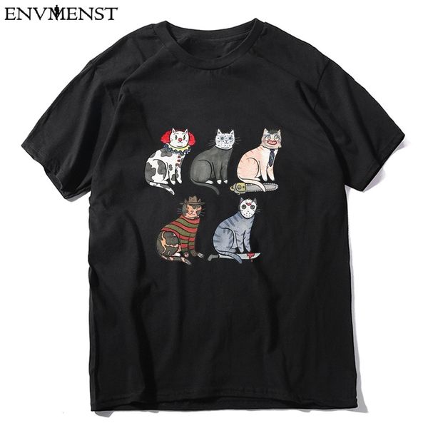 

sport env men t shirt 2020 summer horror movie scary halloween funny cat pennywise michael myers jason voorhees mens tshirts male