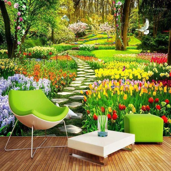 

wallpapers drop custom wall mural 3d garden park small road scenery pography wallpaper for painting living room bedroom1