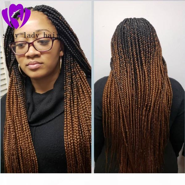 

elling ombre brown color braided lace wig long black burgundy blonde brown color box braid full lace front wig for black women