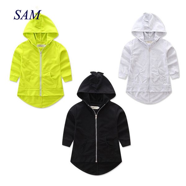 

boys dinosaur hooded jackets children's cotton solid coats ins kids autumn novelty long sleeve zipper outerewar clothes 201126, Blue;gray