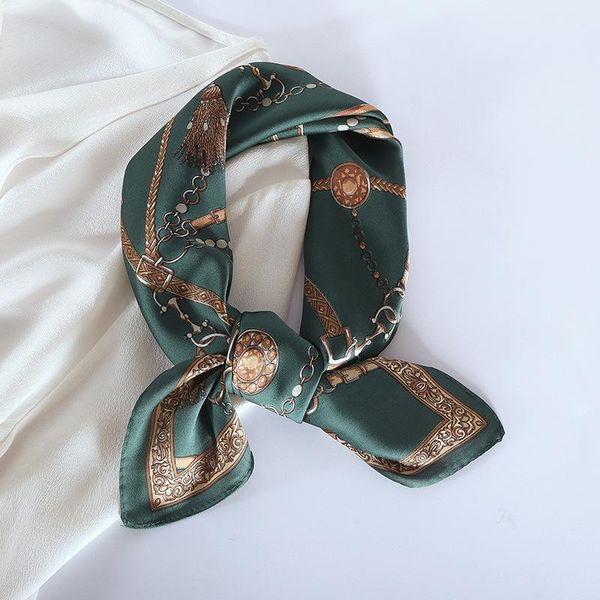 

мода цепи kerchief женщины платок для волос розовый зеленый белый шелковый шейный платки женский 6060cm площади банданы lady шарфов sqcryp, Blue;gray