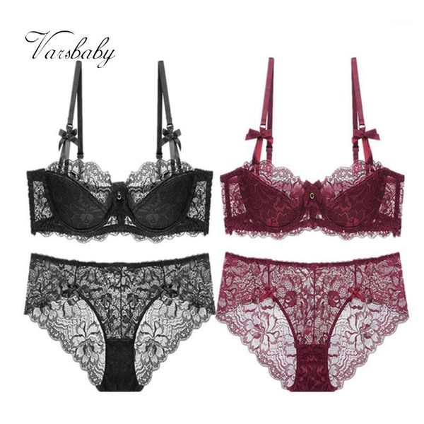

varsbaby women half cup push up lace-trim plunge plus size 2 bra sets/lot1, Red;black