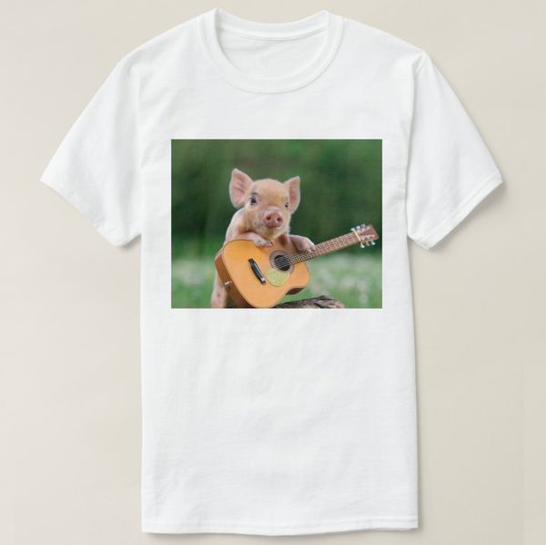 

2019 printed men cotton short sleeve funny cute pig playing guitar hoodie designers t shirts sweatshirt