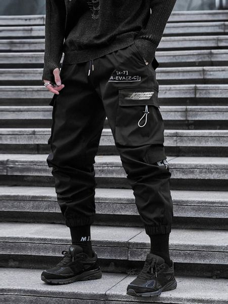 

men letter patched flap pocket cargo pants d3jl#, Black