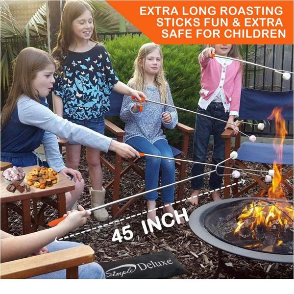 

5 шт. / установить кемпинг campsfire телескопическая жареная вилка палочки шашлыки bbq вилки камин аксессуары удлиняемая сталь bbynfi