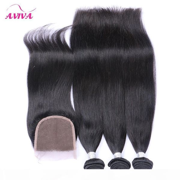 

peruvian straight virgin hair weaves with closure 4 bundles lot unprocessed peruvian silky straight virgin human hair with lace closures, Black