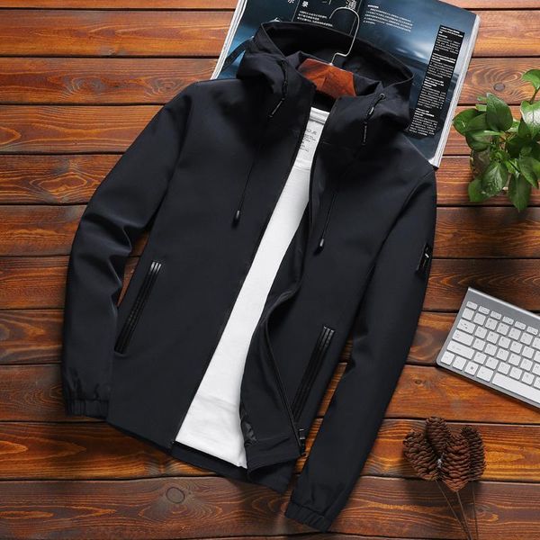 

men's jackets m-8xl jacket men arrival casual solid hooded fashion zipper outwear slim fit spring autumn clothing high quality, Black;brown