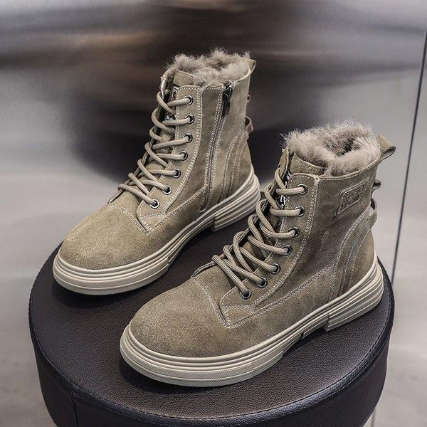 

women chunky ankle boots 2021 winter brand ladies fashion padded boots platform woman plush shoes keep warm high sneakers, Black
