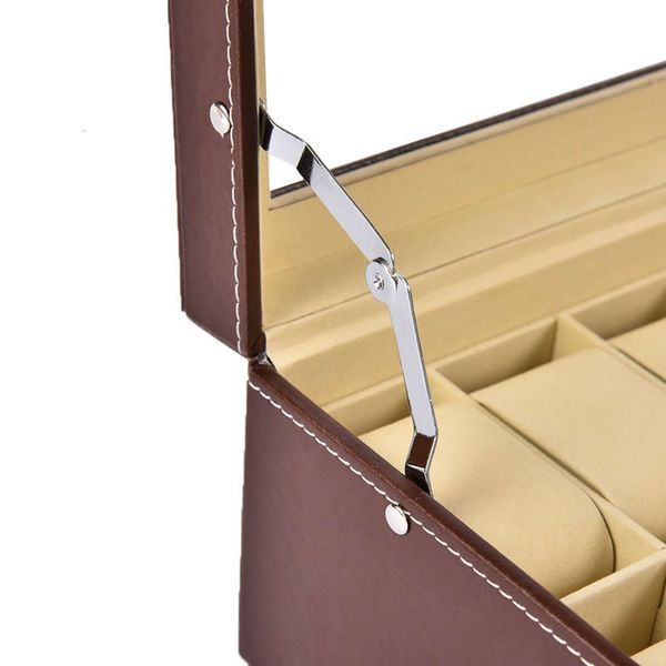 

watch multifunctional 12 wind digit home double-layer storage pu leather packaging jewelry box gdww077k, Slivery;brown