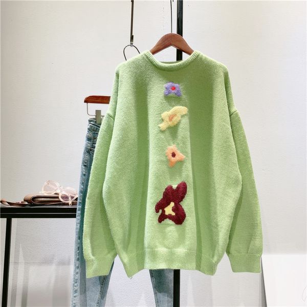 

2021 new autumn o-neck long sleeve warm sweater pure color winter casual women pullovers pull femme ms7j, White