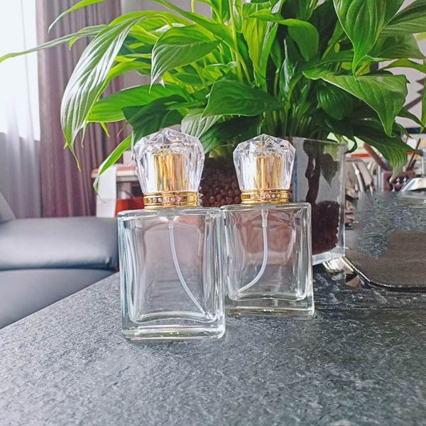 

50ml glass perfume spray bottle packaging bottle square bottle wholesale
