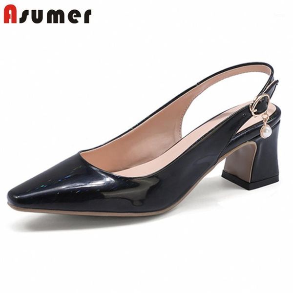 

asumer 2020 plus size 33-48 single shoes women pumps buckle pearl spring summer simple dress office shoes ladies1, Black