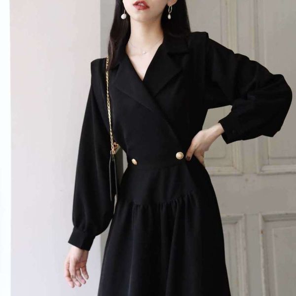 

french little fashion girl skirt 2020 yamamoto knee length black waist dress, Black;gray