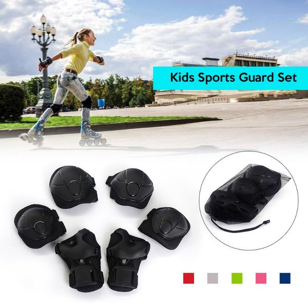 

6pcs cycling roller skating skateboard fitness running knee support braces elbow knee hands wrist safety protection guard pads, Black;gray