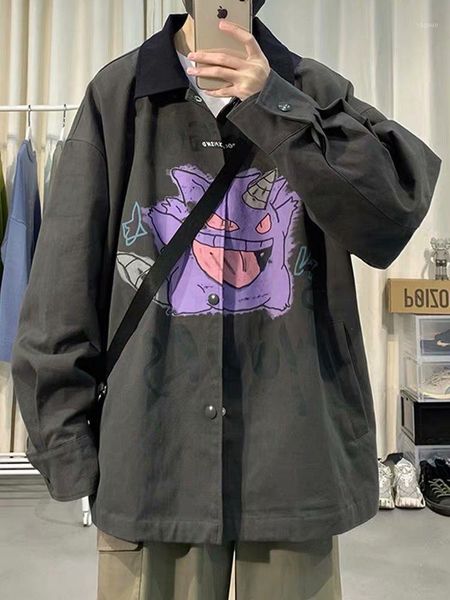 

new shirt men's long sleeve korean trend plaid casual loose and handsome japanese hong kong style tooling shirt coat1, White;black
