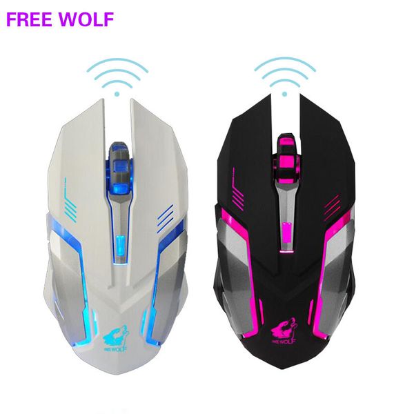 GRÁTIS 2024 WOLF Original 100% X7 Mouse para jogos sem fio 7 cores LED Backlight 2,4 Ghz Mouse óptico para jogos para Windows XP/Vista/7/8/10/Osxjxj9cdci Xp/Vista // 8/10/Osxjxj9cdci