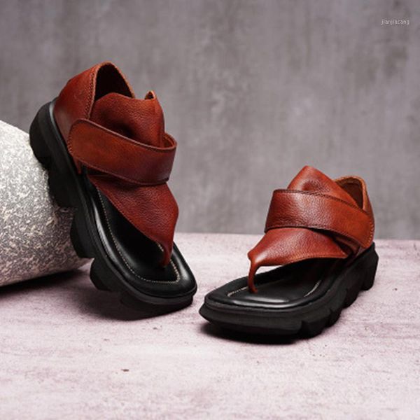 

women's shoes 2020 spring new leather comfortable breathable casual sandals women's fashion wild retro single shoes1, Black
