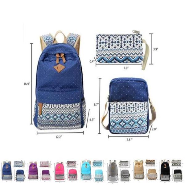 

3 pcs school backpack student canvas bookbag lightweight lapbag with shoulder bags and pen case for teen boys and girls grey qylma