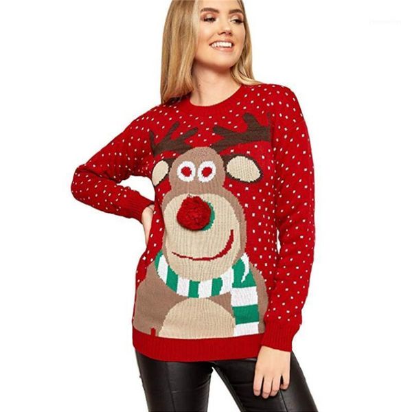 

women's sweaters women christmas sweater ugly deer warm pullover loose knitted long sleeve girls jumper blouse winter coat1, White;black