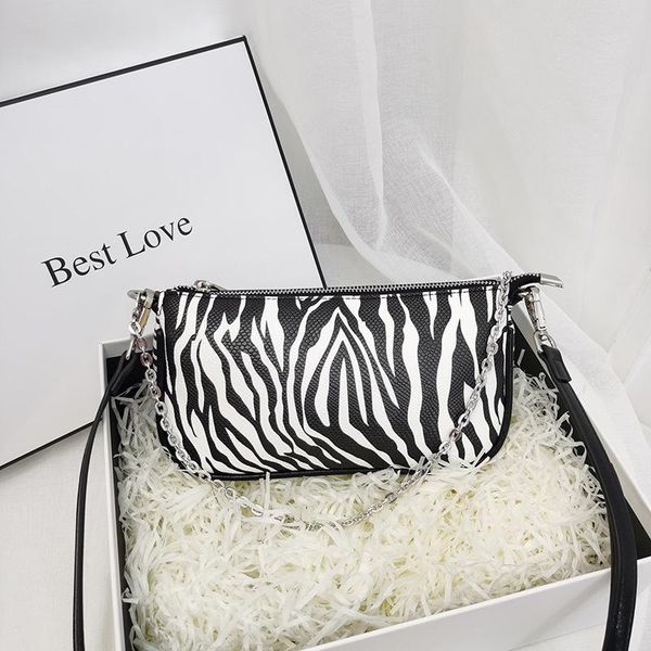 

cross body zebra-print stick bag single-shoulder chain underarm fashion korean version of the sloping women's street