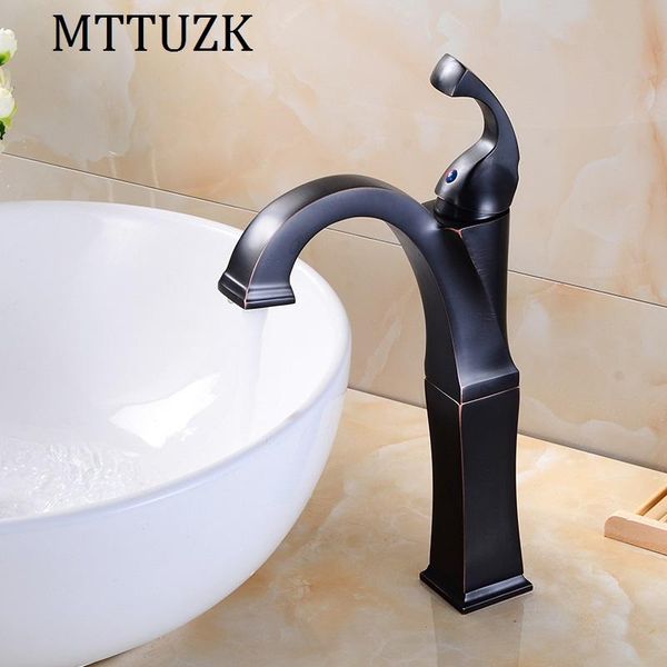 

mttuzk oil bubbed bronze european-style retro brass deck mounted single handle single hole basin faucet cold mixer tap