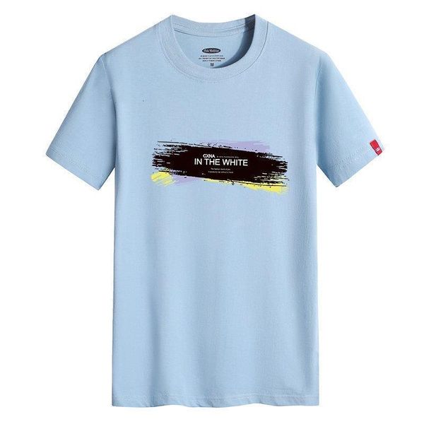 

2021 летняя мода новых сплошных цветных букв прохладный и легкий мужской футболкой с короткими рукавами 1021, White;black