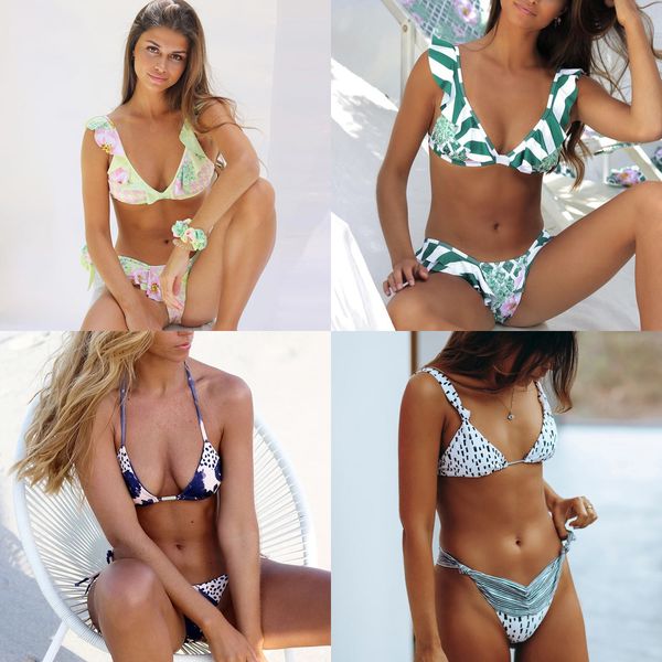 

thong biquini print bikini floral swimsuit off shoulder bathing suit women swimwear bandage shoulder bikini set high cut bikinis q0105, White;black