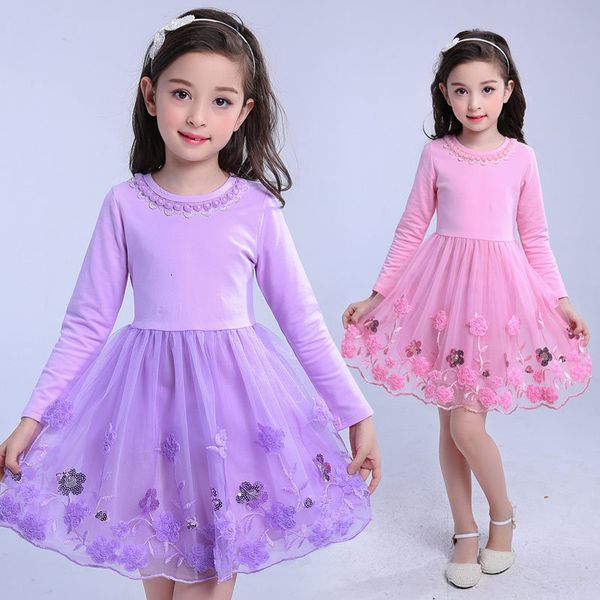 

2021 new spring toddler party princess pearls sequined girl clothes wedding kids es for girls ball gown 4-12years ijqo, Red;yellow