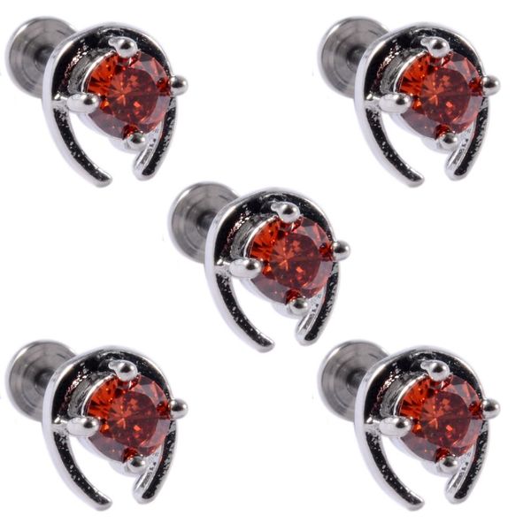 

5pcs/lot cz gem ear tragus helix cartilage 361l surgical steel crystal ear lobe stud labret bar ring body piercing earring q bbyeoy, Silver