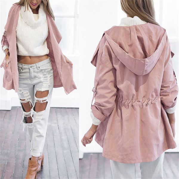 

ollymurs spring autumn women long jacket female casual pink coat bomber jacket basic outwear loose wind coats cazadora mujer t190912, Black;brown