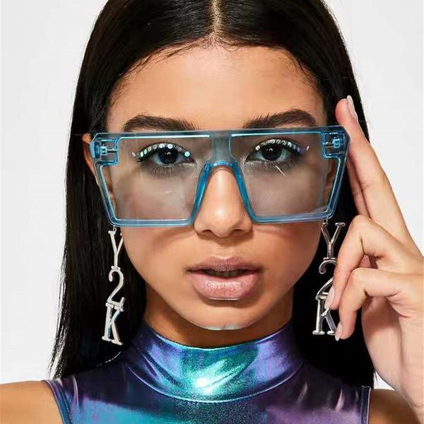 

qpeclou 2020 new fashion candy color sunglasses women brand designer rivet square sun glasses woman oversized, White;black