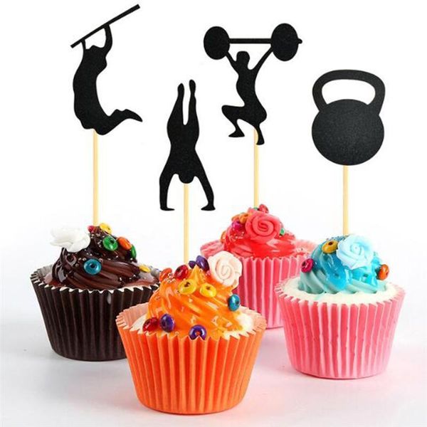 

48pcs gym тема cake toppers мужчины день рождения кекс украшения выбор кекс adornment сувениры партии товары для фитнеса партии а35 sqczza