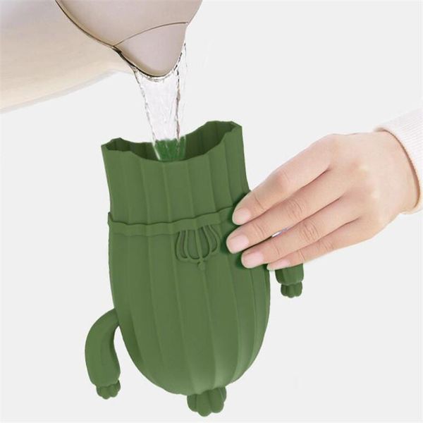 

silicone water heater bag cactus shape winter water bottle reusable water bags portable durable explosion proof hand warmer wmtwub