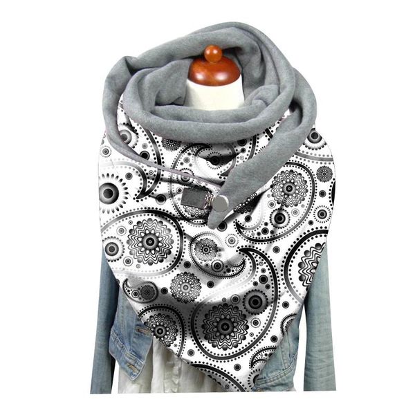 

2020 fashion women christmas printing button soft wrap casual warm scarves shawls foulard femme #t1g, Blue;gray