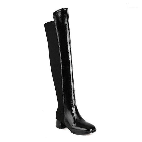 

boots 2021 women over the knee high fashion elegant black shoes slip-on autumn winter big size 34-431
