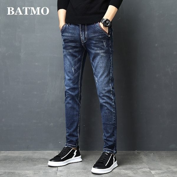 

batmo new arrival slim casual scratched jeans men,blue causal elastic jeans,pencil pants size 27 to 36 z002 201111