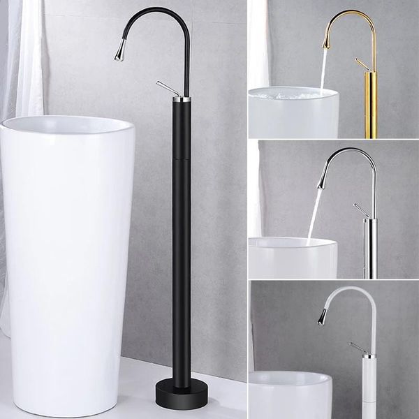 Set doccia da bagno Tuqiu Rubinetto per lavabo in oro Rubinetto per vasca da bagno da terra in ottone Miscelatore per lavabo Design a goccia d'acqua super lungo