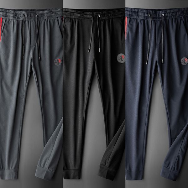 

2020 new spring and summer simple men casual sports pantss casual pants men's black feet solid color trend versatile sports pants men j, Blue