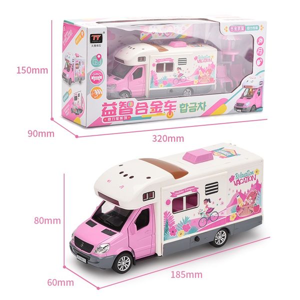 

children cartoon toy car rv model simulation model car sound and light vacation camper toy car gift