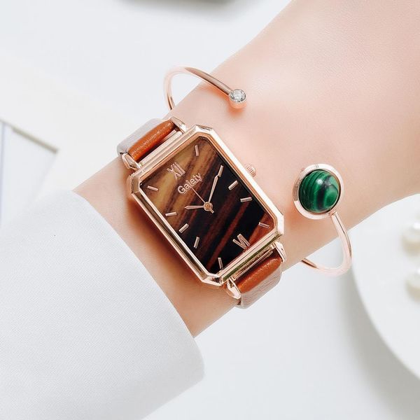 

gaipy brand fashion women watches bracte набор зеленый набор роскошные кожаные кварцевые часы простые черные дамы часы reloj mujer, Slivery;brown