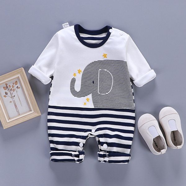 

baby boys girls clothes spring fall outfits sets striped jumpsuit for new born baby boys girls clothing 1st birthday rompers 201028, Blue