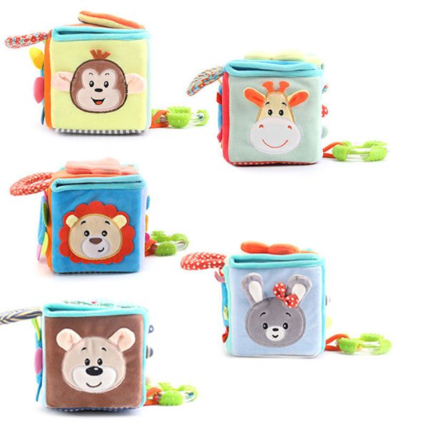 Tier Tuch Bausteine Neue Infant Baby Tuch Puppe Weiche Rassel Frühe Pädagogische Baby Spielzeug Weiche Plüsch Set Cube LJ201113