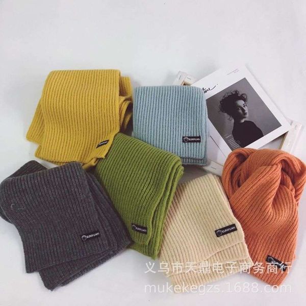 

label solid small black ins simple sle children's knitting scarf cover candy multi color baby wool neck bx25, Red;brown