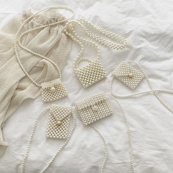 

20 styles summer lady mini messenger bag ins hand-made pearl bag prepare the pearl beaded bag handbag lipstick package